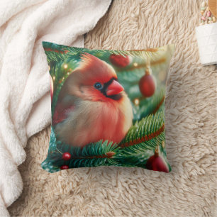 Festive Christmas Cardinal Cushion