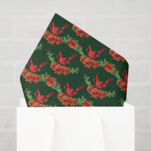 festive Christmas cardinals tiled party  Tissue Paper