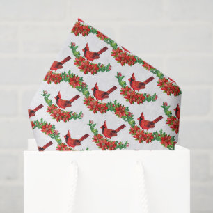 festive Christmas cardinals tiled party  Tissue Paper