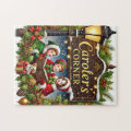 Corner Wrap Labelling Festive Christmas Caroler's corner Jigsaw Puzzle | Zazzle