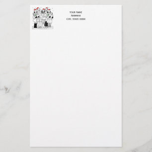 Festive Christmas Carolers with Snow Xmas Stationery