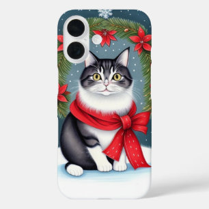 Festive Christmas Cat iPhone 16 Case