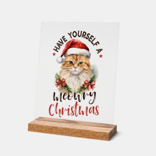 Festive Christmas cat lovers word art Acrylic Sign