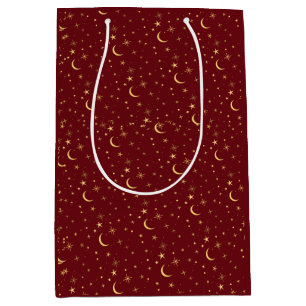 Festive Christmas Celestial Moon & Stars  Medium Gift Bag