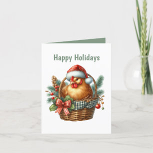 Festive Christmas chicken customisable  Holiday Card