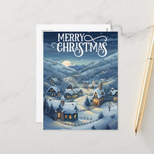 Festive Christmas Church scene add message Holiday Postcard