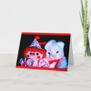 Festive Christmas clown and teddy Holiday Card