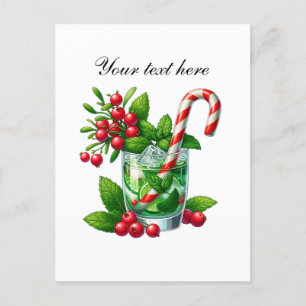 Festive Christmas cocktail customisable Holiday Postcard