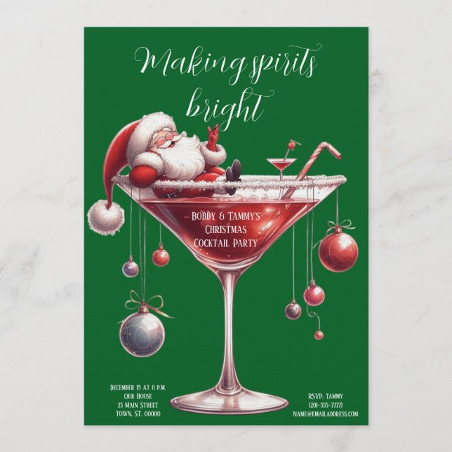 Festive Christmas Cocktail Party Invitation (Front)