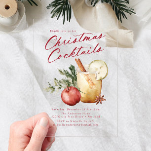 Festive Christmas Cocktails Holiday Party Acrylic Invitations