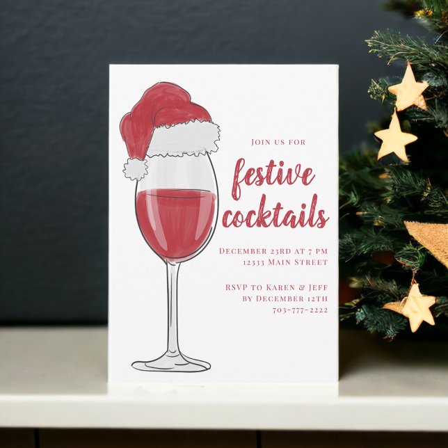 Festive Christmas Cocktails Holiday Party Invitation (Creator Uploaded)