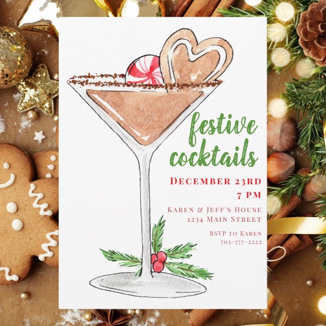 Festive Christmas Cocktails Martini  Invitation (Creator Uploaded)