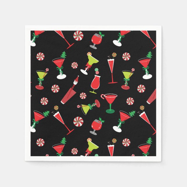 Festive Christmas Cocktails Napkin (Front)