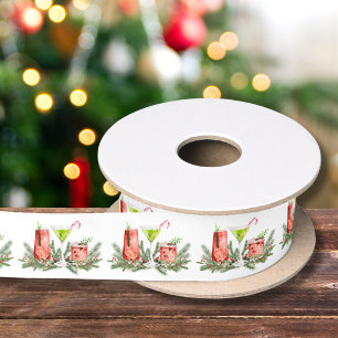 Festive Christmas Cocktails Winter Greenery Satin Ribbon