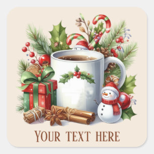 Festive Christmas cocoa add text Square Sticker
