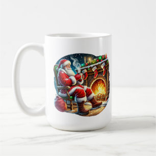 Festive Christmas Cocoa Santa add monogram Coffee Mug