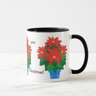 Festive Christmas Coffee Mug, Poinsettias Mug