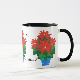 Festive Christmas Coffee Mug, Poinsettias Mug