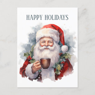 festive Christmas coffee Santa add text Postcard