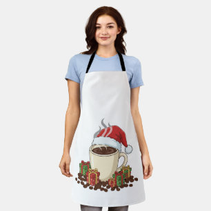 Festive Christmas Coffee Santa Hat   Cute Holiday  Apron
