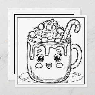Festive Christmas coloring cocoa Holiday Card