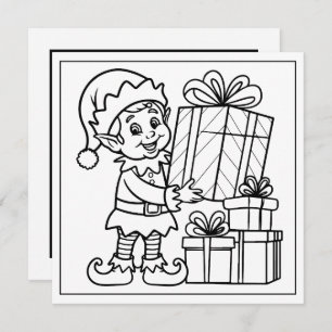 Festive Christmas coloring elf Holiday Card