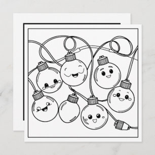 Festive Christmas coloring lights Holiday Card