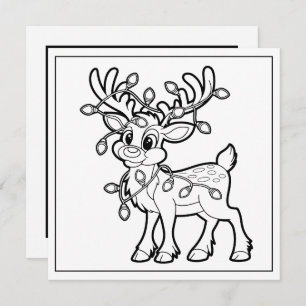 Festive Christmas coloring reindeer Holiday Card