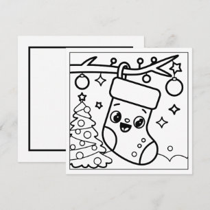 Festive Christmas coloring stocking Holiday Card