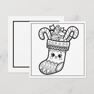 Festive Christmas coloring stocking  Holiday Card