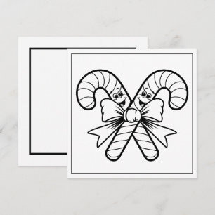Festive Christmas colouring candy cane Holiday Card