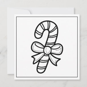 Festive Christmas colouring candy cane Holiday Card