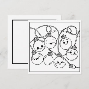 Festive Christmas colouring lights Holiday Card