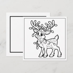 Festive Christmas colouring reindeer Holiday Card