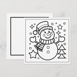 Festive Christmas colouring snowman Holiday Card