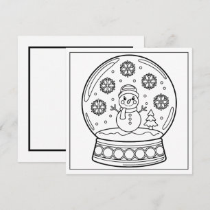 Festive Christmas colouring snowman snow globe Holiday Card