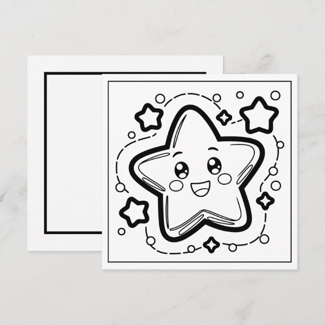 Festive Christmas colouring star Holiday Card (Front/Back)