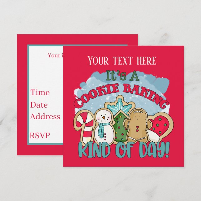 festive Christmas cookie baking party  Invitation (Front/Back)