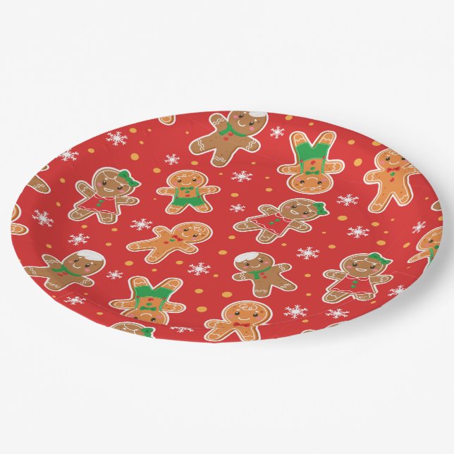 Festive Christmas cookie gingerbread party Paper Plate (Angled)