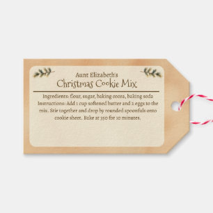 Festive Christmas Cookie Mix Personalized Beige Gift Tags