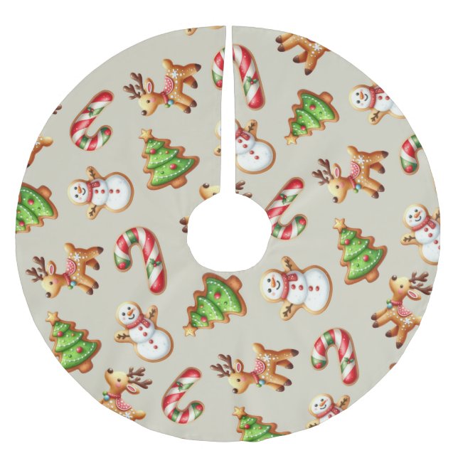 Festive Christmas Cookies Brushed Polyester Tree Skirt (Front)