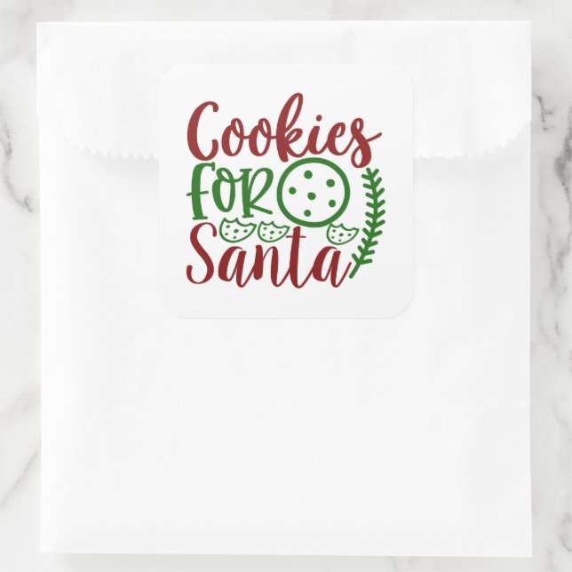 Festive Christmas cookies for Santa word art Square Sticker (Bag)