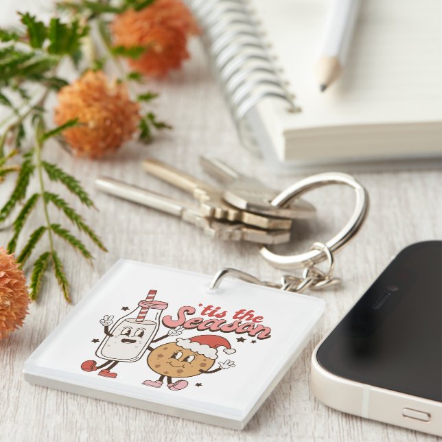 Festive Christmas cookies milk  Key Ring (Front Right)