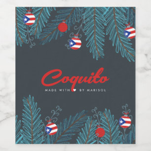 Festive Christmas Coquito Puerto Rican Wine Label