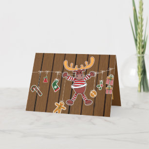 Festive Christmas Country Moose add sentiment Holiday Card