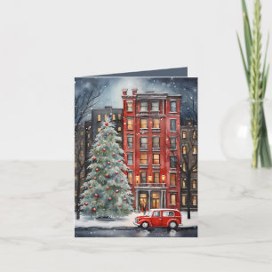 Festive Christmas Country scene add message Holiday Card