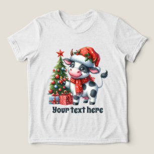 festive Christmas cow unisex add text  Tri-Blend Shirt