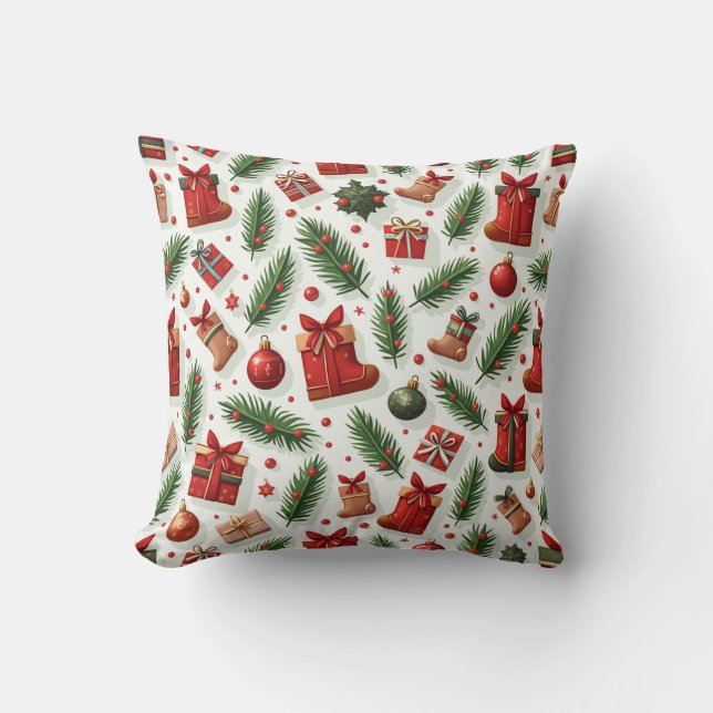 Festive Christmas Cushion: Cosy Gifts, Boots & Eve Cushion (Front)