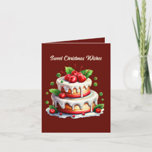 Festive Christmas customisable cake Holiday Card