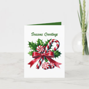 Festive Christmas customisable peppermint candy Holiday Card
